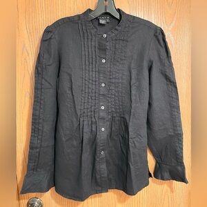 Tracy M Black Linen Top